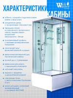 Душевая кабина WeltWasser без силикона (90х90) прозрачное стекло, поддон низкий, крыша, гидромассаж