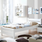 Кровать 90х200, Бора, детская, односпальная, для взрослых, из массива дерева, с основанием, белый, Dipriz