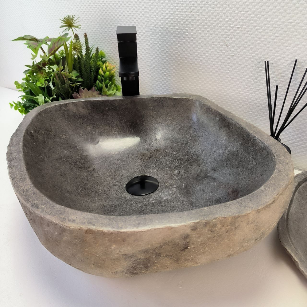Каменная раковина из речного камня RS-63870 (52*46*16) 0123