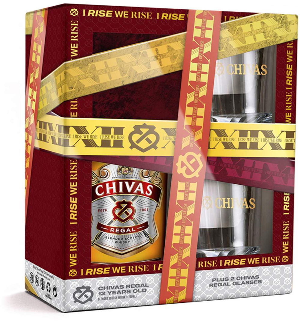 Chivas Regal 12 Y.O. 0,7 л. + 2 стакана в подарок