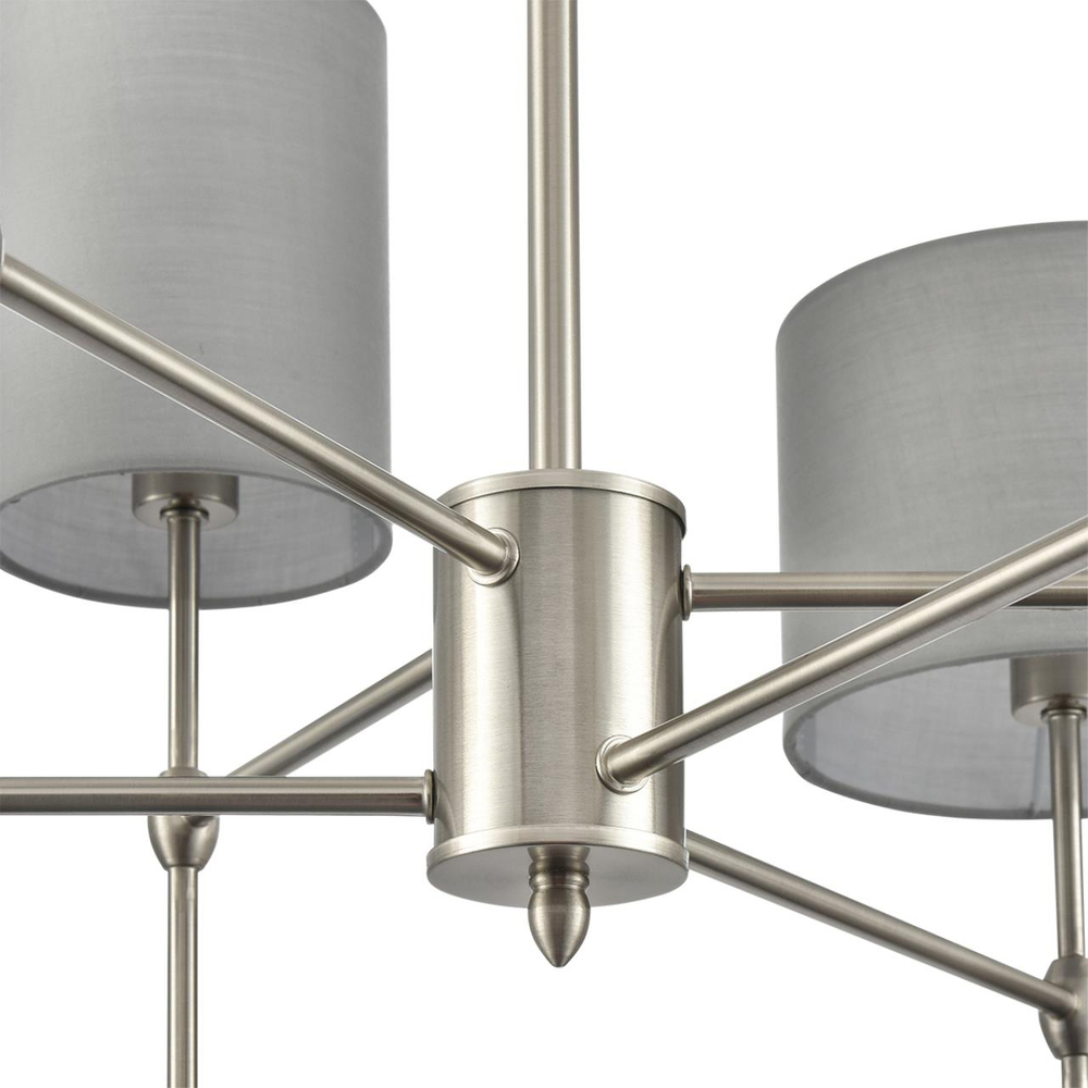 8262/6C CLASSI LN26 061 металл/текстиль, никель/серый Люстра потолочная E14 6*40W 220V LATTI