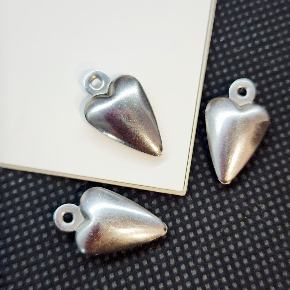 Подвеска сердце удлинённое, сталь, 18мм, штучно