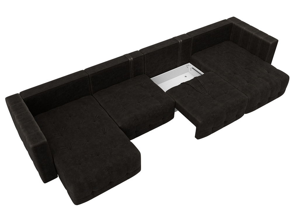 Диван П-образный Лига-052 НПБ Лонг, BRUT 17 ВЕЛЮР коричневый