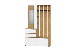 Некст 1 Вешалка с зеркалом Дуб Золотой/Белый