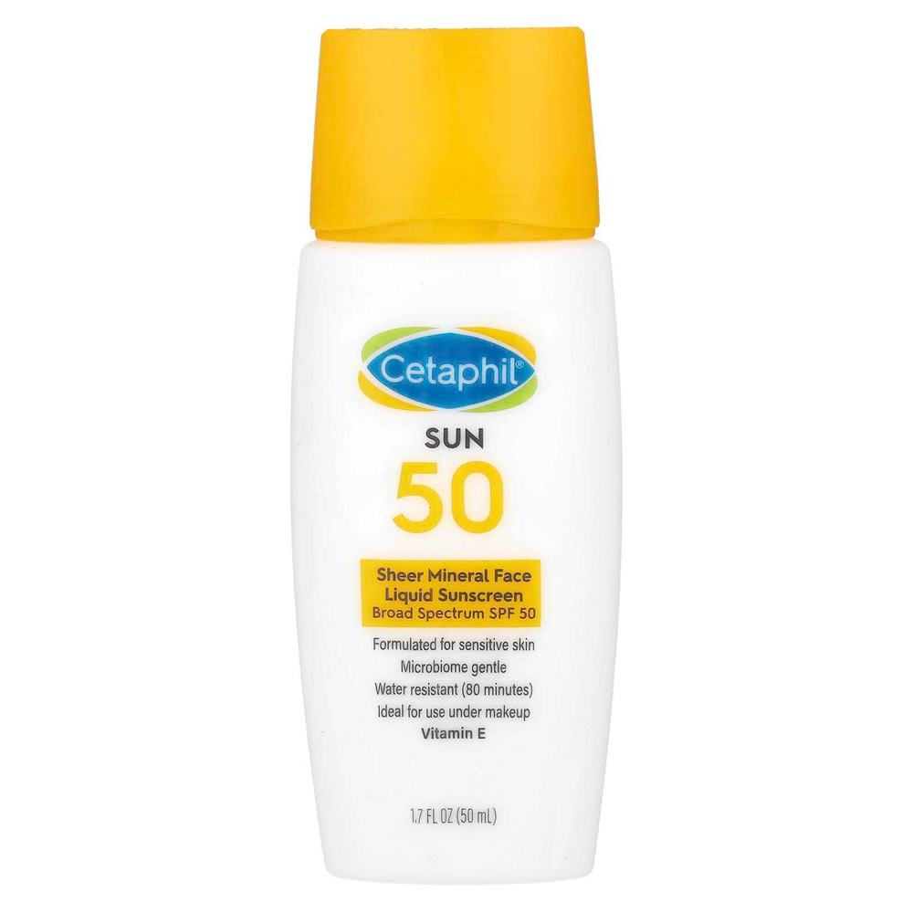 Cetaphil, Чистое минеральное жидкое солнцезащитное средство для лица, SPF 50, 50 мл (1,7 жидк. унц.)