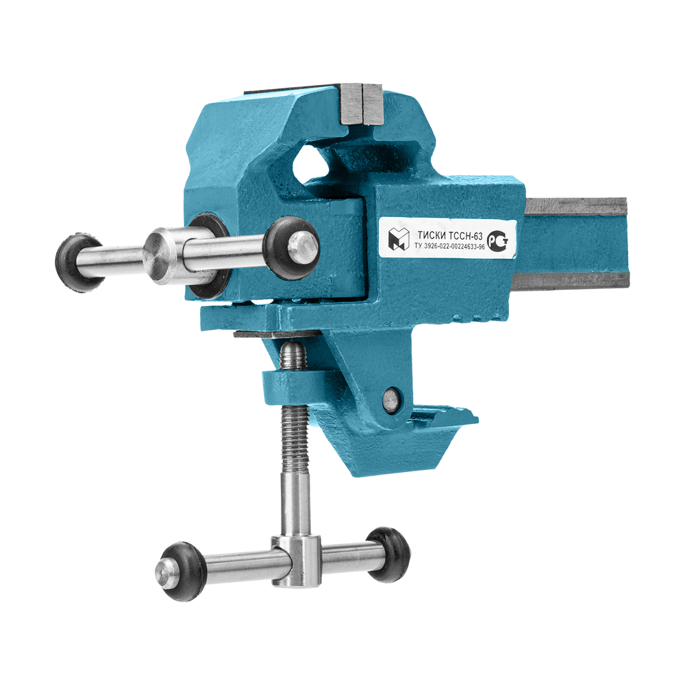 Тиски слесарные, 63 мм, крепление для стола, винтовой зажим (Глазов)