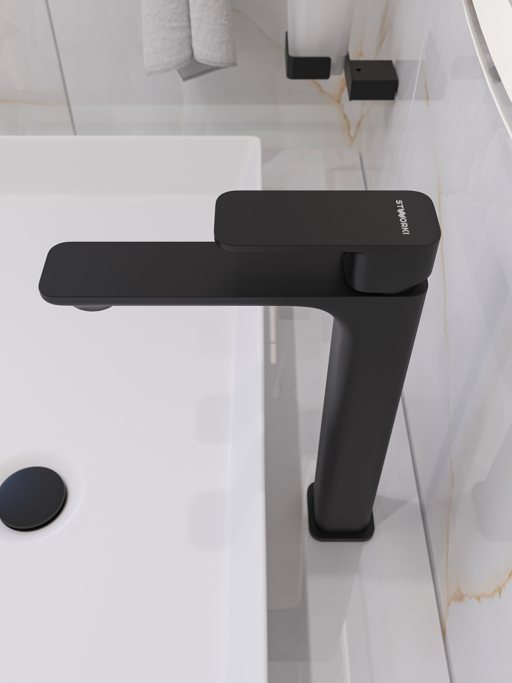 Смеситель для раковины STWORKI Мосс S43020BK матовый черный