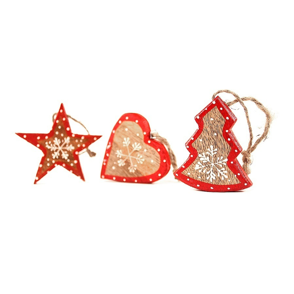 Украшения подвесные stars/trees/hearts, деревянные, в подарочной коробке, 12 шт.