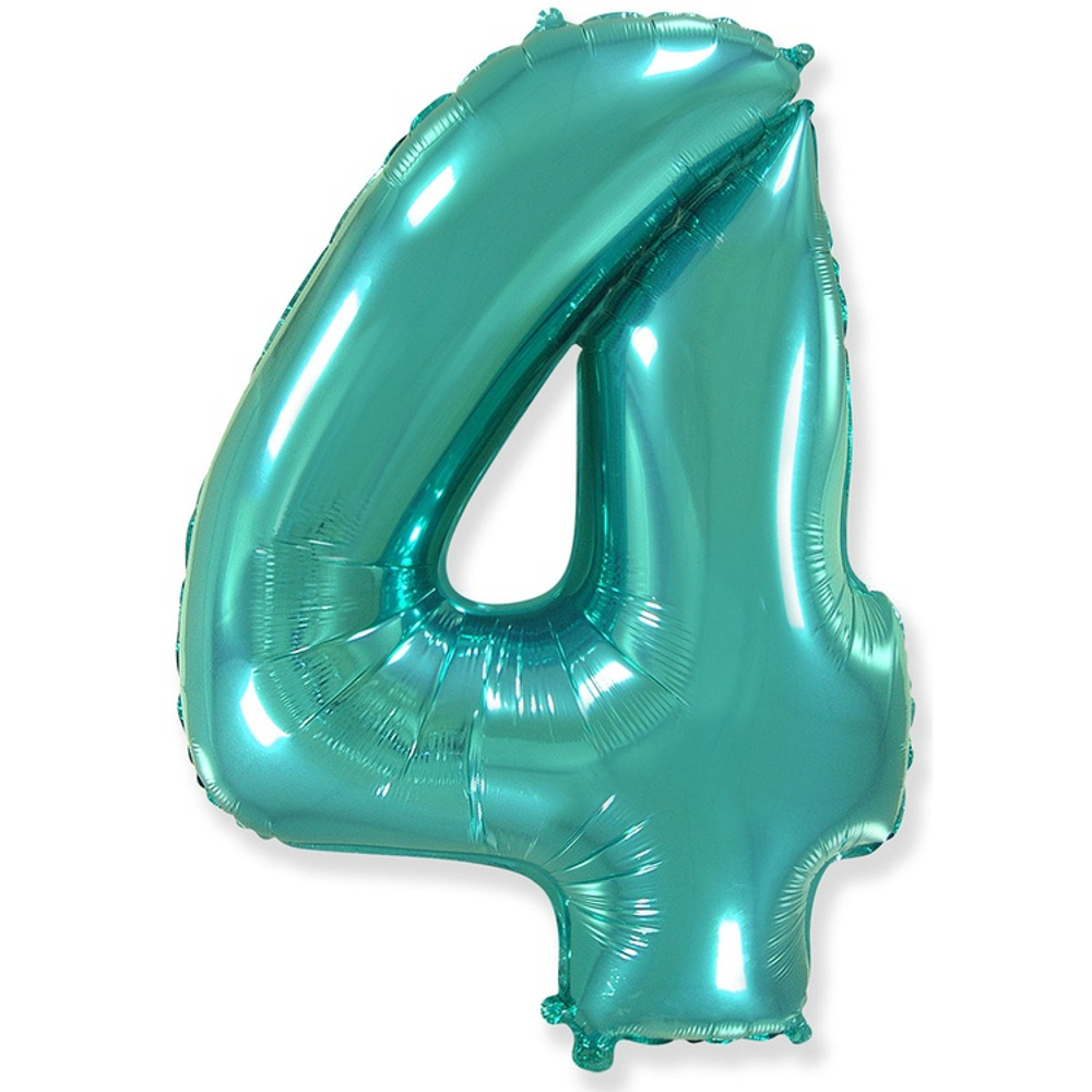 Шар фольгированный Цифра 4 101 см (Бирюзовый)