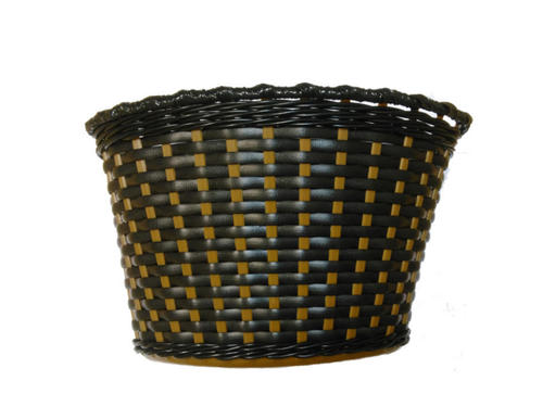 Корзина TRIX для детского велосипеда 20", крепление на руль, 270x200x170мм, пластиковая, плетёная, коричнево-черная (50)