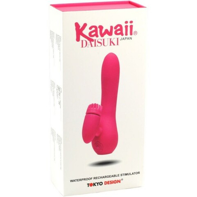 Вибратор с клиторальным стимулятором Kawaii Daisuki 3 (Цвет: розовый)