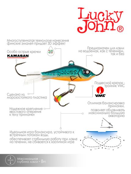 Балансир Lucky John BALTIC 4 с тр. 40мм/53 блистер
