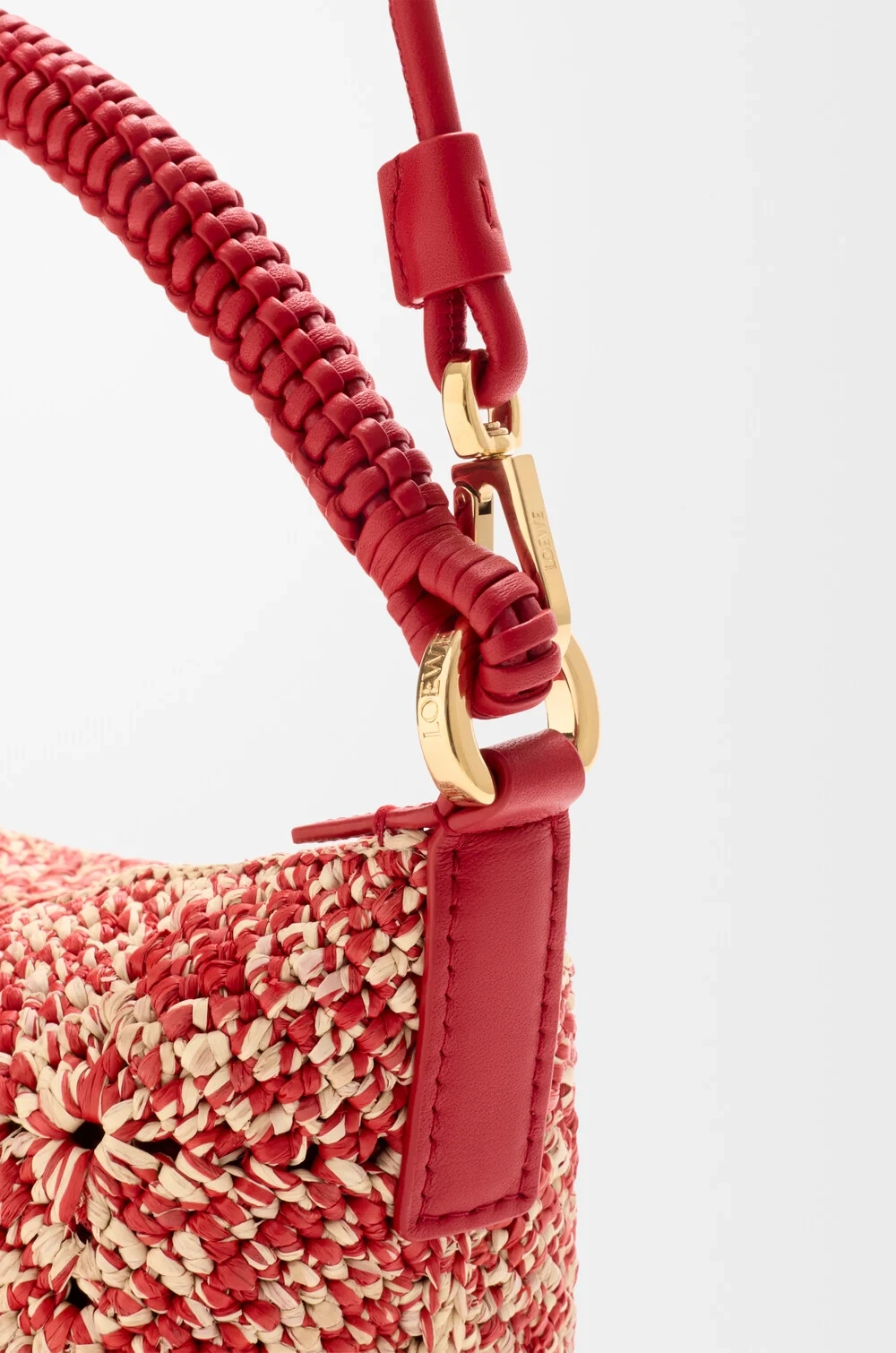 Loewe Мини-сумка Cala из телячьей кожи и рафии, красный