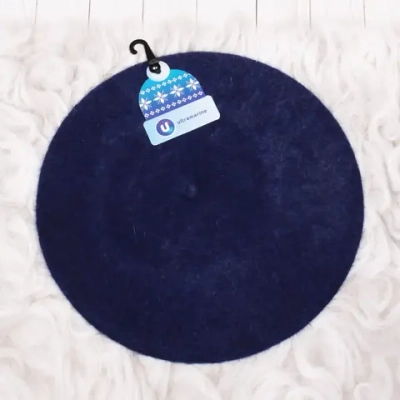 Берет женский из ангоры «Mon Caprice», цвет синий, р. 58 (лейбл ультрамарин, подвес)