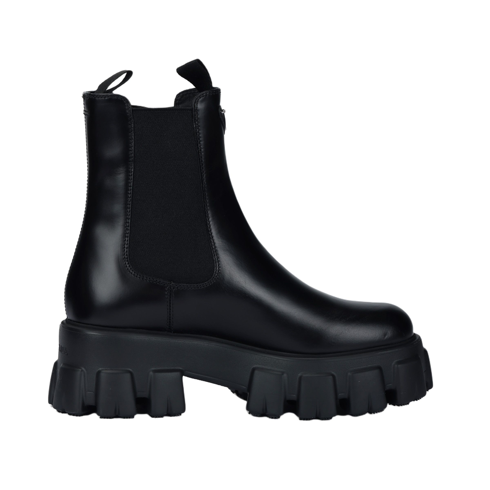 PRADA Moonlith Brushed Leather Ankle Boots