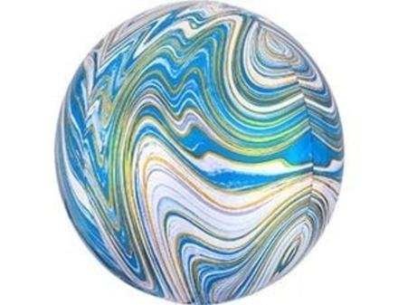 К Сфера 3D, 15"/38 см, Мрамор Голубой (Blue), 1 шт.