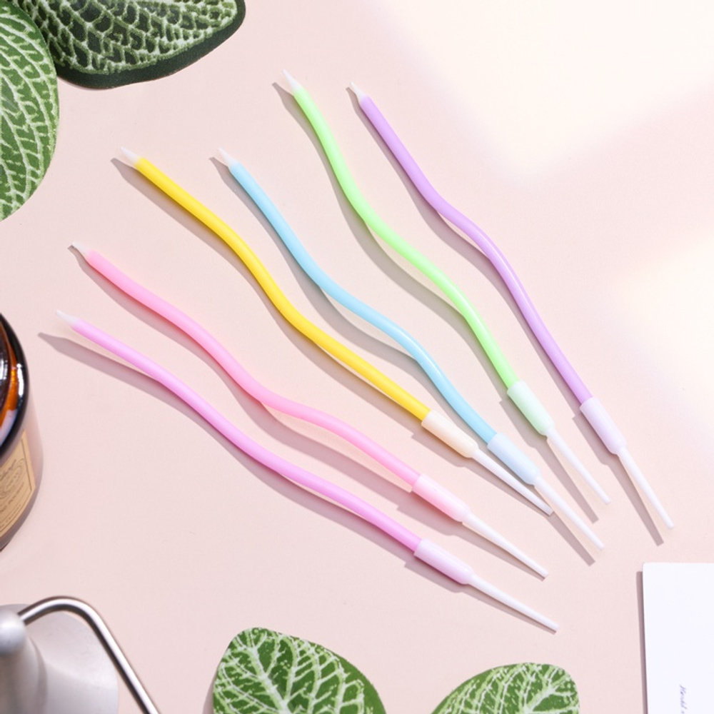 Свечи для торта "Серпантин" 6 шт, 12 см, коктейльные, разноцветные матовые