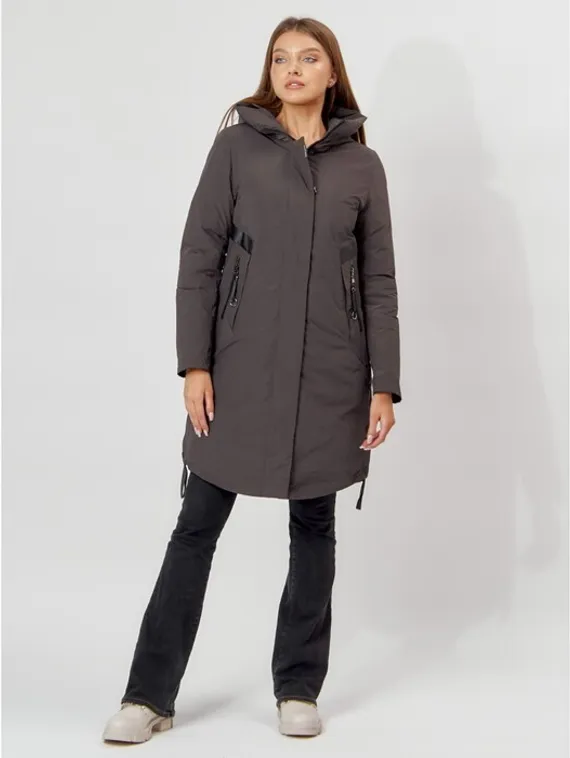 Пальто утеплённое женское, цвет тёмно-серый, размер 50