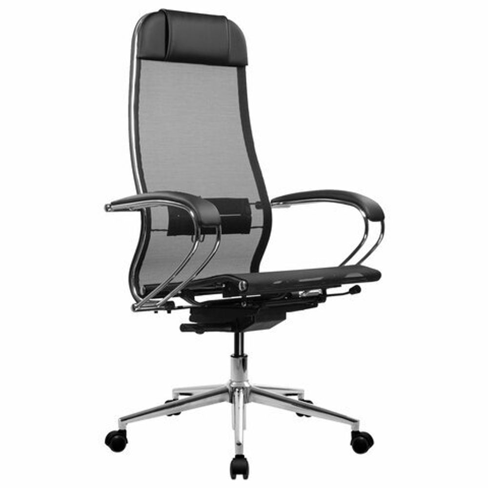 Кресло МЕТТА "ErgoLife" 10 B1-104K, хром, синхромеханизм, прочная сетка, черное