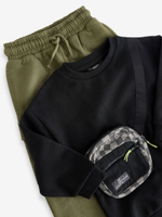 Лонгслив и джоггеры в комплекте для мальчика Next N96-355, Хаки, Черный