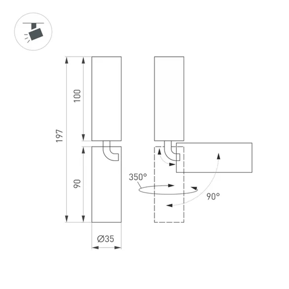 Светильник SP-NUANCE-SURFACE-FLAP-R35-7W Warm3000 (BK, 36 deg, 230V) (Arlight, IP40 Металл, 5 лет) 049911