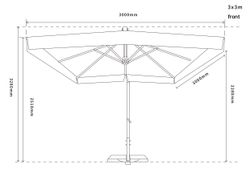 "Корсика" зонт уличный 3х3м на боковой алюминиевой опоре, цвет под дерево