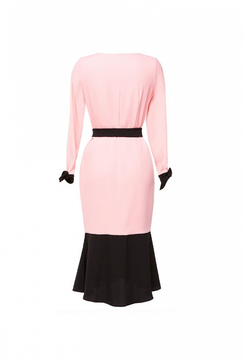 Платье футляр розовое, юбка с воланом 17-01-19FW