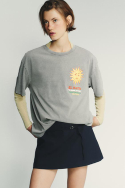 ZARA ЮБКА-ШОРТЫ С РЕМНЕМ, МОРСКОЙ СИНИЙ