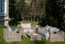 "Тито" лаунж-зона из искусственного ротанга, цвет серый