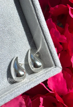 Серьги крупные капли серебристые в стиле БоттегаВ.