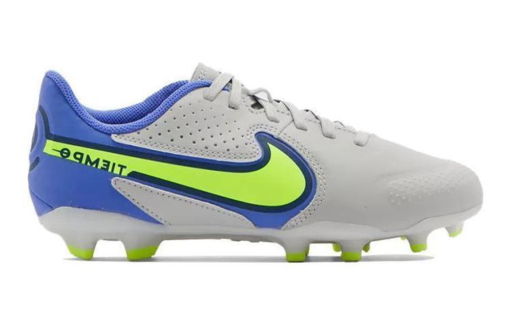 Children's Nike Tiempo Legend 9 Academy FG MG comfortable and versatile non-slip wear-resistant low-top children's football shoes gray blue