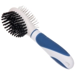 Расческа - пуходёрка двухсторонняя для животных «ЛАПУСИКИ», коллекция БРО, прорезиненная ручка, цвет белый/голубой, 6*20.5см (блистер)