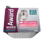 Влажный корм AWARD Monoprotein для взрослых собак паштет из индейки с цукини 100г - 14 шт