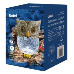 USL-S-813-GT160 OWL Садовый светильник на солнечной батарее Сова. 1 светодиод. Белый свет. 1xАА Ni-Mh аккумулятор в-к. IP44. TM Uniel
