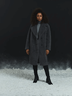 Шуба женская чебурашка тедди экомех, графитовая, SilverFox (арт. 1188-101)