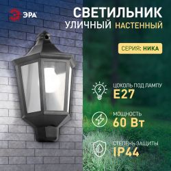 Садово-парковый светильник ЭРА НБУ 06-60-003 Ника 60Вт черный прозрачный | Садово-парковые светильники