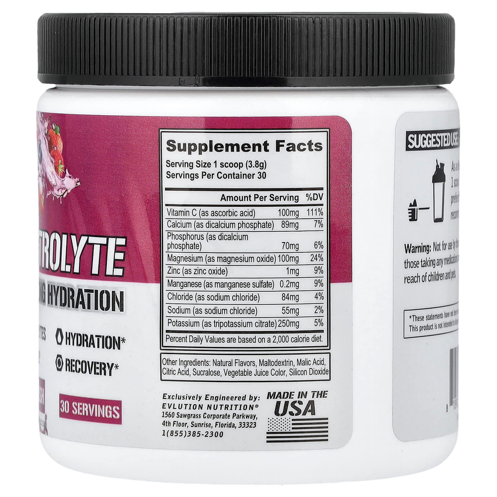 EVLution Nutrition, Electrolyte Volumizing Hydration, ягодный всплеск, 114 г (4,02 унции)