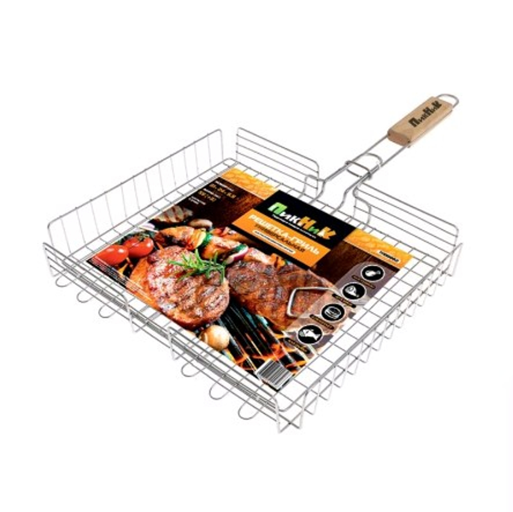 Решетка-гриль 55*31*24*5,5см хром. глубокая  ''Твой Пикник''(11100002)