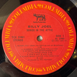 Винтажная виниловая пластинка LP Billy Joel Songs In The Attic (Канада 1981)