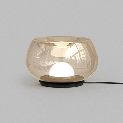 Настольная лампа FLOA, 12 Вт, 3000К, ?220 мм, металл, стекло, черный, янтарный