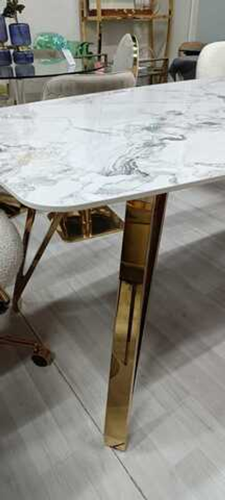 Стол обеденный Ist Casa Соар-2, 180х90х76 см, серо-золотая керамика, золото