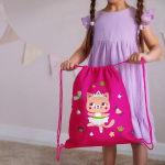 Мешок в садик 33х40, Кошечка балерина (фуксия)