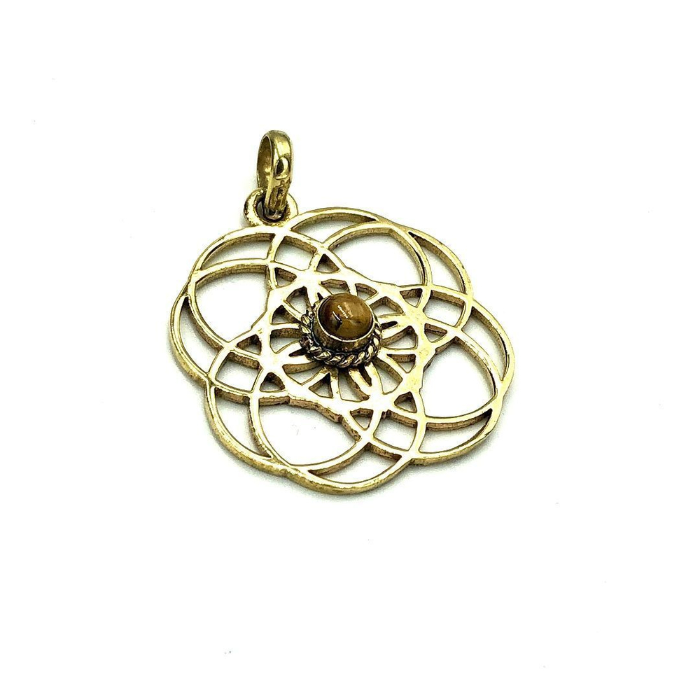 Подвеска Seed of Life тигровый глаз из латуни