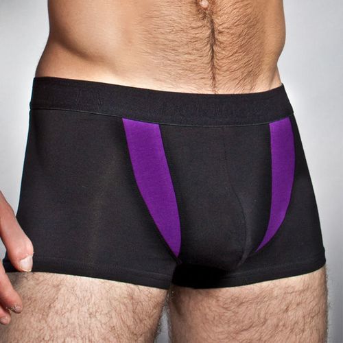 Мужские трусы боксеры черные с фиолетовыми вставками Doreanse 1527
