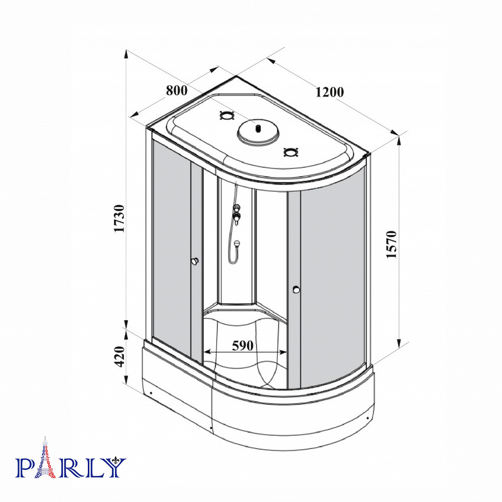 Душевая кабина PARLY EC1221L (120х80х215)