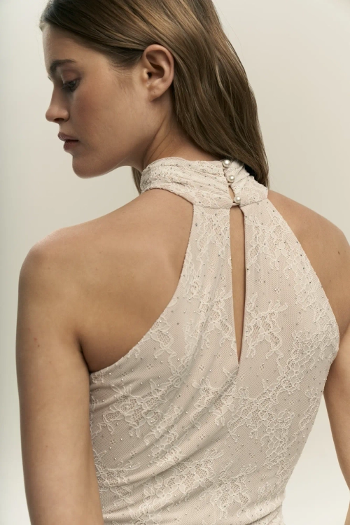 Платье мини с мехом