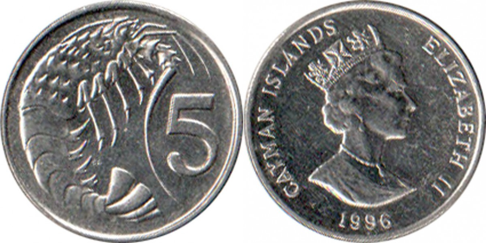 Каймановы острова 5 центов, 1992 - 1996 Рак UNC