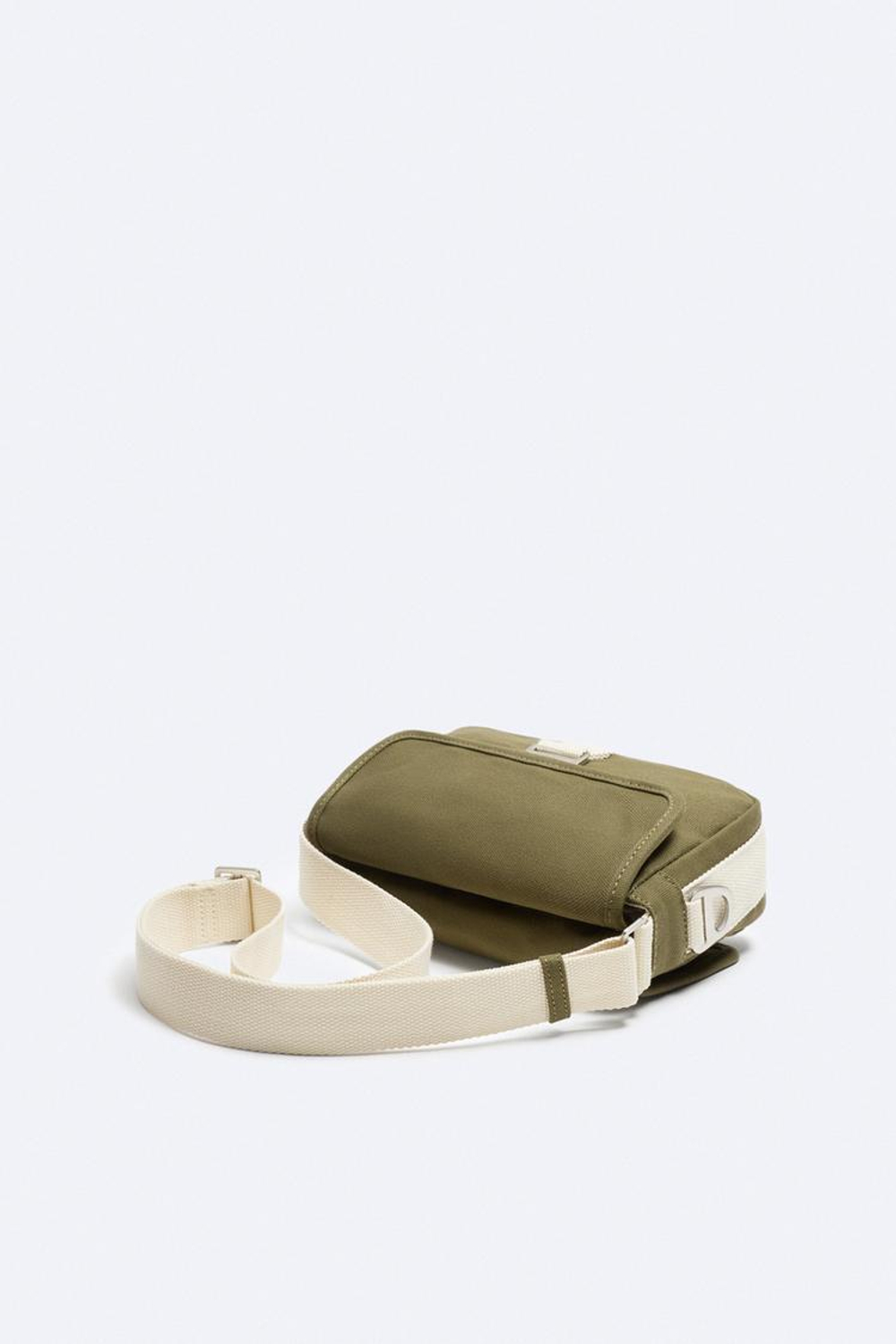 ZARA ХОЛЩОВАЯ СУМКА С ПРЯЖКОЙ, ХАКИ