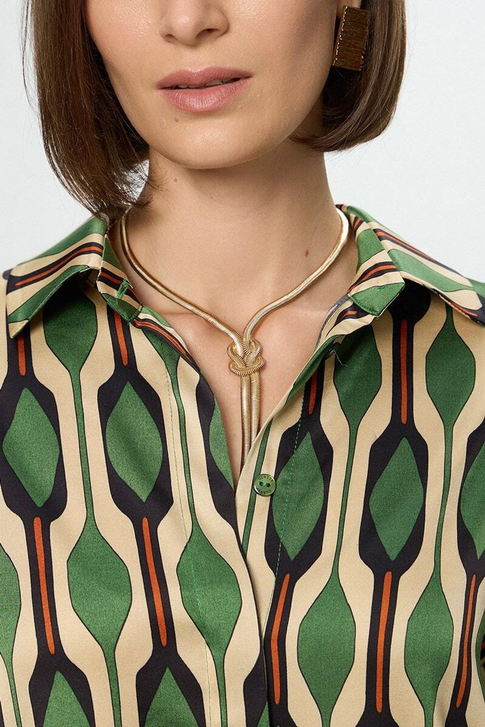 Рубашка Хельсинки зеленый принт вискоза