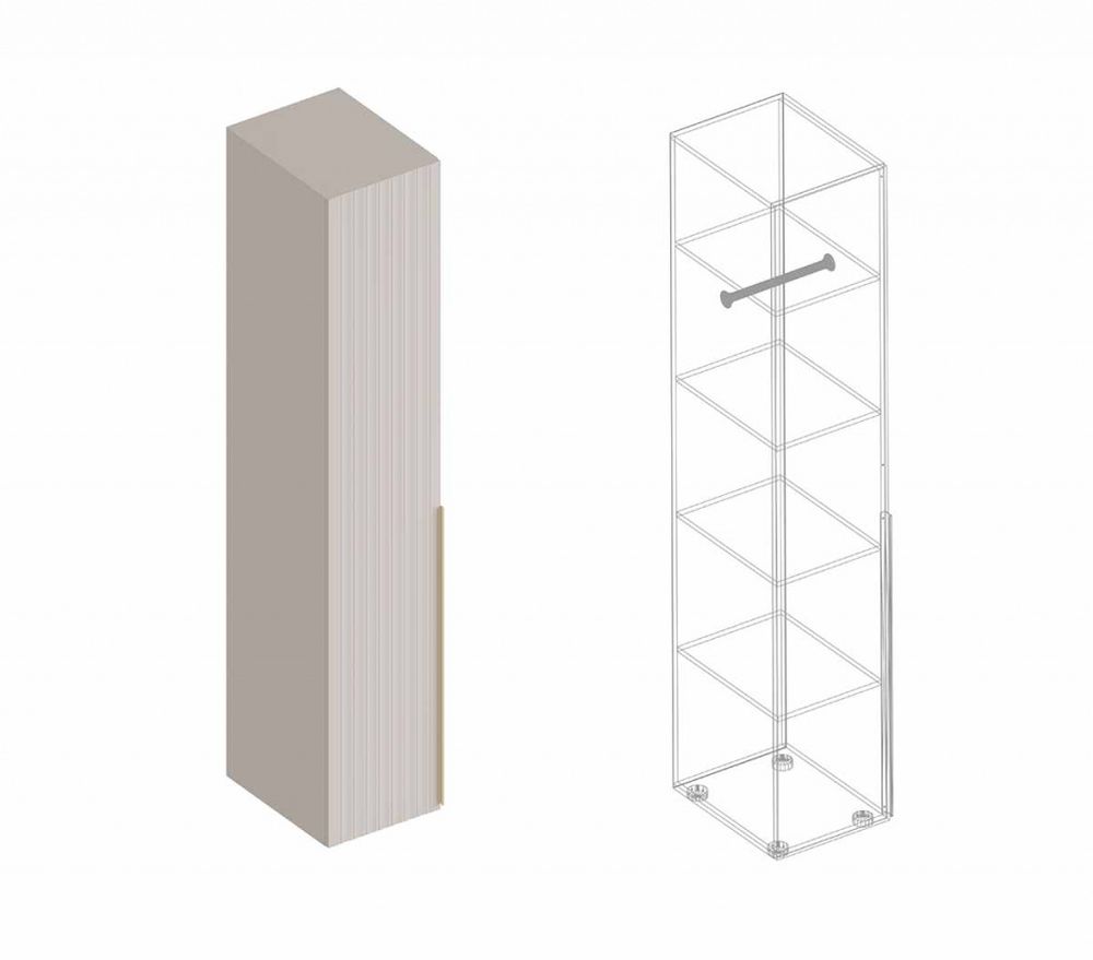 Пенал с полками (штанга в комплекте) "Тефия" 400